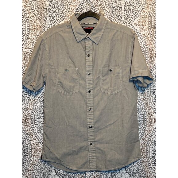 Tony Hawk Mens Grey Short Sleeve Button-Up Shirt Size S - Picture 2 of 10